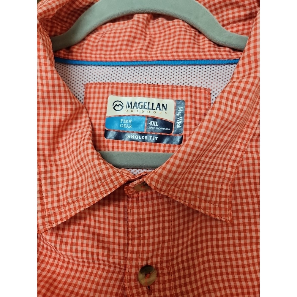 Magellan Mens Fishing Shirt Size 4Xl Angler Fit  Orange Outdoors  Comfort River